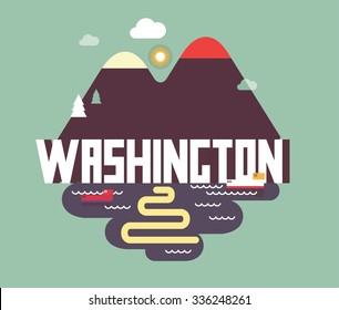 Washington, great destination to visit, vector cartoon