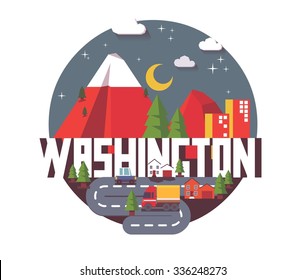 Washington, gran destino para visitar, dibujos animados vectoriales