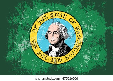 Washington grunge, old, scratched style flag