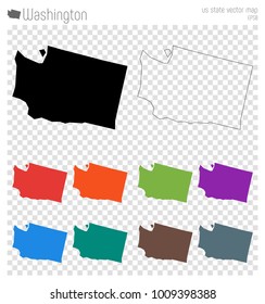 Washington high detailed map. US state silhouette icon. Isolated Washington black map outline. Vector illustration.