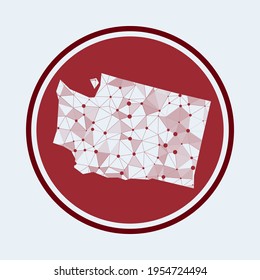 Washington icon. Trendy tech logo of the US state. Geometric mesh round design. Technology, internet, network, telecommunication concept. Vector illustration.