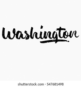 Washington. Ink hand lettering. Modern brush calligraphy. Handwritten phrase. Inspiration graphic design typography element. Rough simple vector sign.
