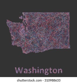 Washington line art map