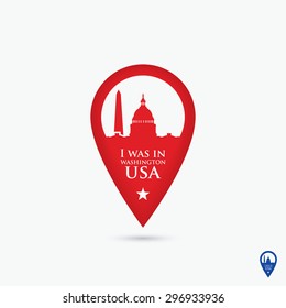 Washington location pin symbol - vector illustration