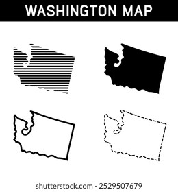 Washington Map Black Transparent Isolated Variations. modelo vetorial