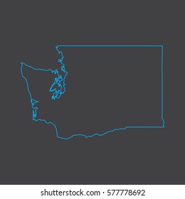 Washington map blue outline stroke line style