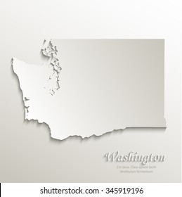 Washington map card paper 3D natural vector
