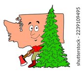 washington map cartoon hand draw vector