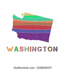 Washington map design. Shape of the US state with beautiful geometric waves and grunge texture. Attractive vector illustration.