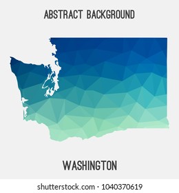 Washington map in geometric polygonal,mosaic style.Abstract tessellation,modern design background,low poly. Geometric cover, mockup. Vector illustration.