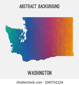 Washington map in geometric polygonal,mosaic style.Abstract tessellation,modern design background,low poly. Geometric cover, mockup. Vector illustration.