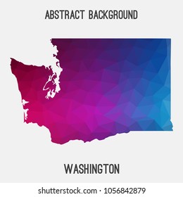 Washington map in geometric polygonal,mosaic style.Abstract tessellation,modern design background,low poly. Geometric cover, mockup. Vector illustration.
