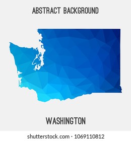 Washington map in geometric polygonal,mosaic style.Abstract tessellation,modern design background,low poly. Geometric cover, mockup. Vector illustration.