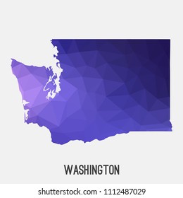 Washington map in geometric polygonal,mosaic style.Abstract tessellation,modern design background,low poly. Geometric cover, mockup. Vector illustration.