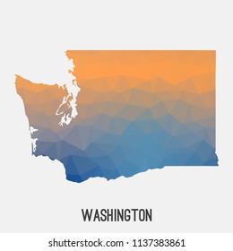 Washington map in geometric polygonal,mosaic style.Abstract tessellation,modern design background,low poly. Geometric cover, mockup. Vector illustration.