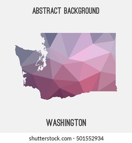Washington map in geometric polygonal,mosaic style.Abstract tessellation,modern design background,low poly. Vector illustration.