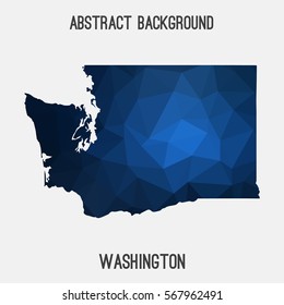 Washington map in geometric polygonal,mosaic style.Abstract tessellation,modern design background. Vector illustration svg