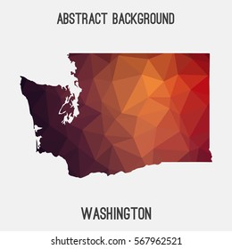 Washington map in geometric polygonal,mosaic style.Abstract tessellation,modern design background. Vector illustration