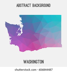 Washington map in geometric polygonal,mosaic style.Abstract tessellation,modern design background,low poly. Vector illustration.
