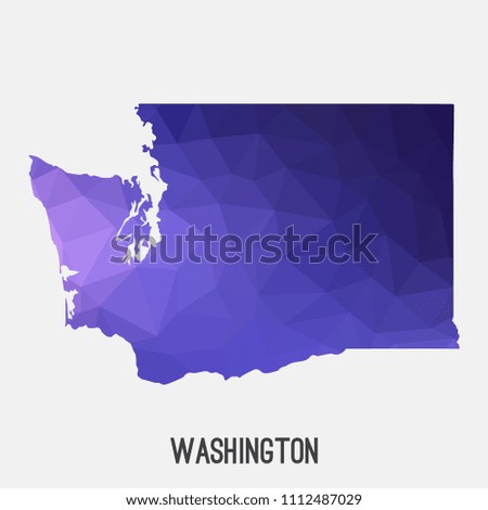 Washington map in geometric polygonal,mosaic style.Abstract tessellation,modern design background,low poly. Geometric cover, mockup. Vector illustration.