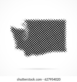 Washington map in halftone. Dotted illustration isolated on a white background.
Vector illustration.