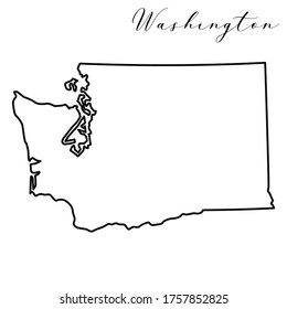 Washington map high quality vector. American state simple hand made line drawing map
