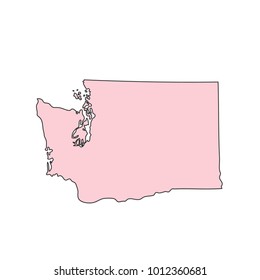 Washington map isolated on white background silhouette. Washington USA state.