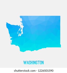 Washington map low poly geometric polygonal,mosaic style,abstract tessellation,modern design background. Geometric cover, mockup. Vector illustration EPS10.