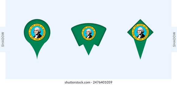 Washington Map Markers Set. Perfect for projects related to Washington, travel, geography, and international representation. Vector collection.