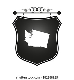 Washington map on heraldic sign