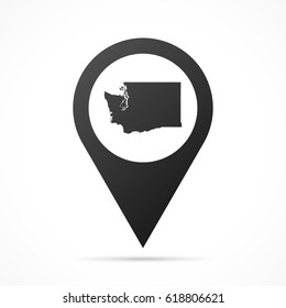 Washington Map on location pin. Map pointer isolated on a white background.
Conceptual vector illustration.