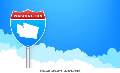 Mapa de Washington en señal de ruta. Bienvenidos al Estado de Washington. Ilustración vectorial.