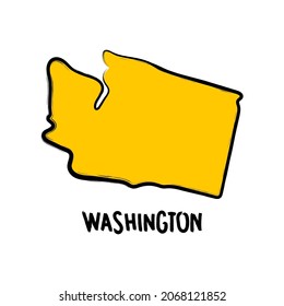 Washington map outline, hand drawn silhouette design background