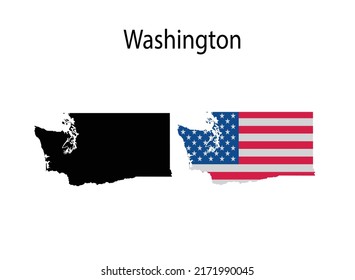 Washington Map Silhouette and Icon Vector Illustration 