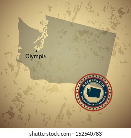 Washington map with stamp vintage vector background