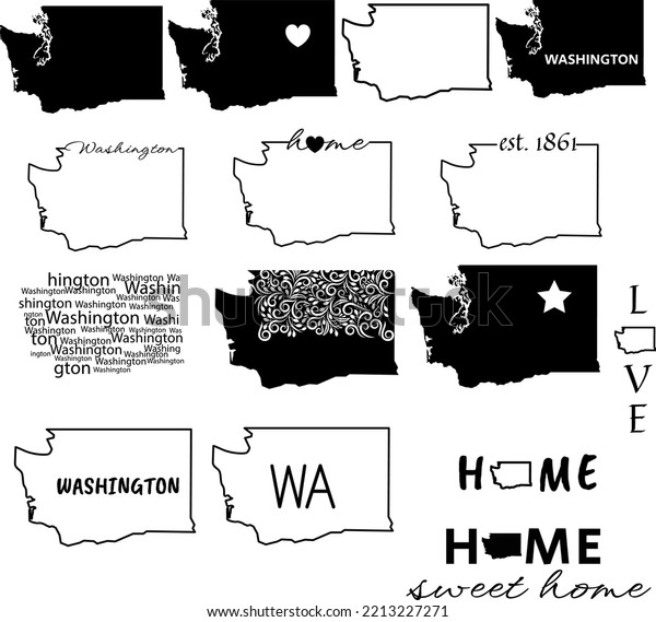 Washington Map State Outline Vector Drawing Stock Vector Royalty Free Shutterstock