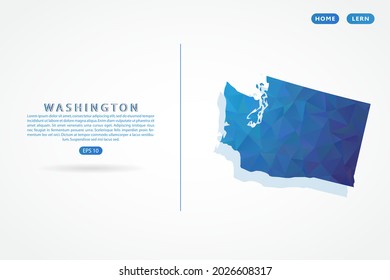 Washington map - State of USA Map International vector template with polygon blue color gradient isolated on white background - Vector illustration eps 10