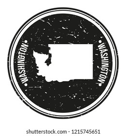 Washington Map Symbol Round Design Stamp Travel and Business