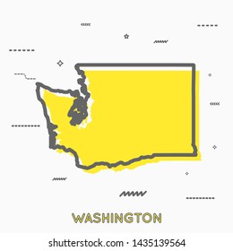 Washington map in thin line style. Washington infographic map icon with small thin line geometric figures. Washington state. Vector illustration linear modern concept