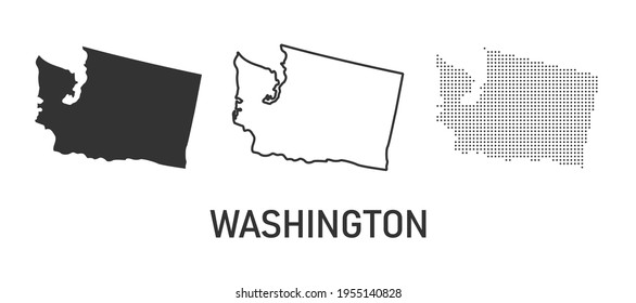 Washington map. Map of the United States of America made of dots, line and whole. Vector illustration.