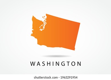 Washington Map - USA, United States of America map, World Map International vector template with Orange gradient color isolated on white background - Vector illustration eps 10