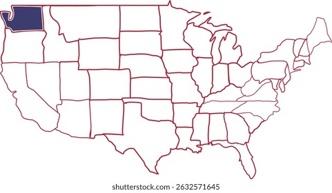 Washington Map vector, united states of america map. America Map