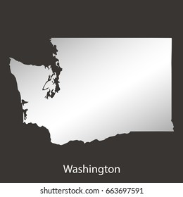 Washington map,border with chrome,metal shine gradient. Vector illustration