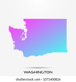 Washington map,border with pink and turquoise gradient. Vector illustration