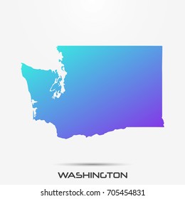 Washington map,border with purple,turquoise gradient. Vector illustration