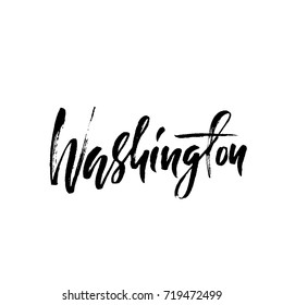 Washington. Modern dry brush lettering. Retro typography print. Vector handwritten inscription. USA state.