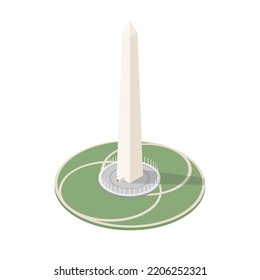 Washington Monument American famous building landmark illustration isometric vector