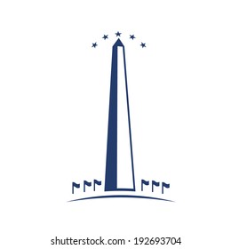 Washington Monument Image.Concept Of Commemoration, DC Landmark, Patriotism. Vector Icon