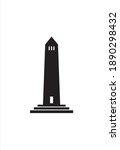 Washington Monument. Isolated icon vector illustration. Black silhouette on white background.