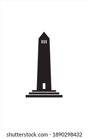 Washington Monument. Isolated icon vector illustration. Black silhouette on white background.